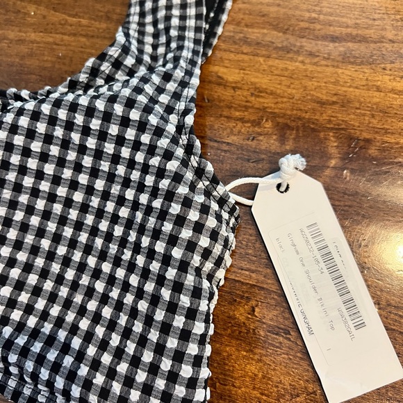 Nasty Gal Brave Soul Gingham Bikini Set Women’s NWT one shoulder high rise - Picture 5 of 8